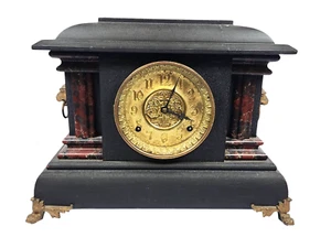 Reloj de Colección E. Ingraham Co. Imitación Mármol Tono Dorado Acento LEER NECESITA REPARACIÓN - Imagen 1 de 21