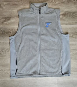 St. Louis Blues Logo Antigua Adult X - Large Full Zip-Up Two Toned Grey Vest - Picture 1 of 8