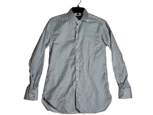 Giorgio Armani Italy L/S Button Down Blue Stripe Dress Shirt Mens 14.5 - 37 - Picture 1 of 6