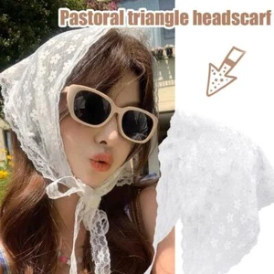 Retro Floral Lace Hair Scarf Triangle Neck Scarf Triangle Headscarf for Women P7 - Picture 1 of 27