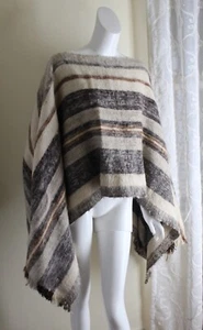 Funky vtg longhair Mohair Art-Wear Icelandic Nordic Poncho Sweater O/S S M L XL - Picture 1 of 9