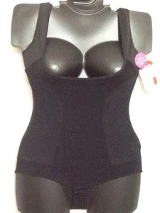 Dress Barn Open Bust Velvet Shaping Romper Slimming Bodysuit BLACK BEIGE New - Picture 1 of 4