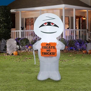 Halloween Carino Mummia Gonfiabile Soffiato Gemma 4 piedi Yard Greeter Luci LED  - Foto 1 di 2