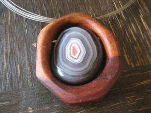 traumhafter Statement Designer Anhänger Achat Botswanaachat Holz Unikat neu - Bild 1 von 6