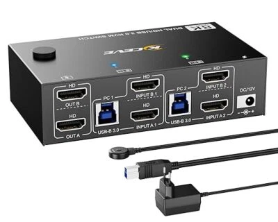 KVM Switch 2 PC 2 Monitore 8K@60Hz 4K@144Hz,Dual Monitor HDMI2.1 KVM Switch ÖZEN - Bild 1 von 3
