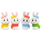  4 Pcs Plastic Containers Miniature Rabbit Figurines Cute Scarf