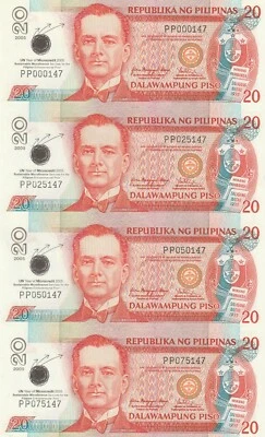 Philippine 2005 20 Piso Microcredit Uncut Sheet of 4 in Bangko Sentral Folder - Image 1 of 2