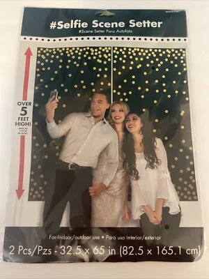 Cabina para selfies de fiesta de cumpleaños decoración de pared escena de puntos dorados Hollywood Foto 1 de 2