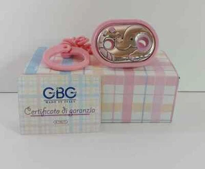 SPILLA OVALE PORTACIUCCIO ROSA ELEFANTE GBG LAMINATA ARGENTO NUOVO CON SCATOLA  - Foto 1 di 3