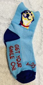 Socks SockGuy Dog Grinning “Get Your Smile On” S/M Cycling/Running Blue NWOT