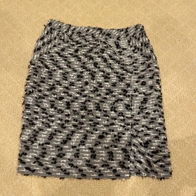 NUEVO SIN ETIQUETAS ESCADA Mujer Gris Negro/Blanco Línea A Geométrica Hasta la Rodilla Falda Talla 34 Foto 1 de 4