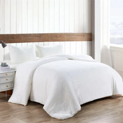 HST Plain Faux Fur with Sherpa Back Large Sofa Bed Blanket Queen Soft Warm Gifts - Image 1 of 4