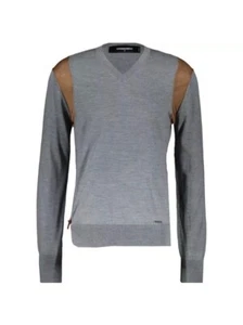Dsquared2 Grey V-Neck Wool Jumper - Made In Italy - Picture 1 of 2