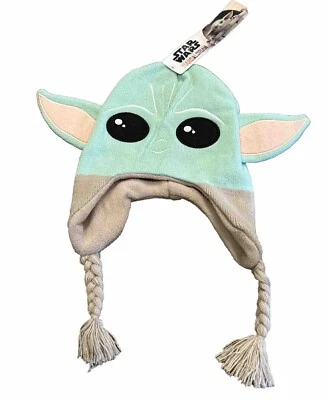 Star Wars Baby Yoda Grogu Unisex Kids Beanie Hat Ear Flaps One Size Green/Tan - Image 1 of 2
