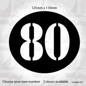 Individuelle Startnummern PAAR 125 x 110 mm Vespa GTS Seitenverkleidung Aufkleber 1 Farbe Oval - - Bild 1 von 4