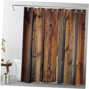Farmhouse Style Rustic Barn Wood Shower Curtain Western Country 60Wx72L Brown - Picture 1 of 8
