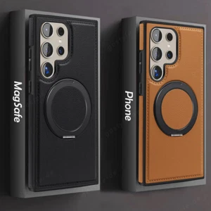 Magnetic Case For Samsung Galaxy S24 Ultra S23 S22 Leather Holder Magsafe Cover - Bild 1 von 18