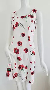 Vestido Moschino Floral Denim Blanco Amapola Flores Vintage Años 90 Talla IT 44 46 M - Imagen 1 de 24