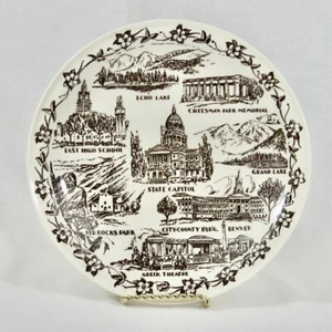 Vernon Kilns Plate DENVER CO City County Bldg East High Red Rocks Cheesman VTG - Picture 1 of 11