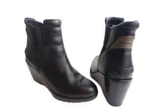 Bota de cuña Chelsea SOREL US 7,5 M después de horas NL-2565-010 cuero negro tirar - Imagen 1 de 9