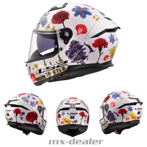 LS2 FF 808 Stream II Flowers Weiß Motorrad Helm Integralhelm Race - Bild 1 von 45