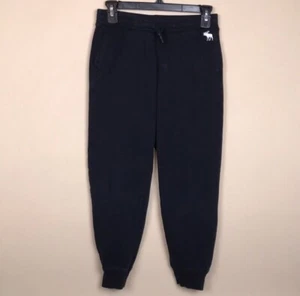 Abercrombie Kids Boys’ Black Fleece Lined Drawstring Waist Jogger Pants 11 / 12 - Picture 1 of 8