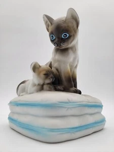 Mann MCMLXXXII Music Box Siamese Cat & Kitten - Picture 1 of 9