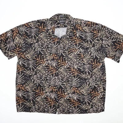 Camisa hawaiana con botones Falcon Bay para hombre estampado de hojas negras 3X algodón Foto 1 de 4