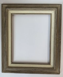 Rustic Vintage Wood Picture Frame Linen Fabric Liner 11x14 Canvas Art Mexico - Picture 1 of 14