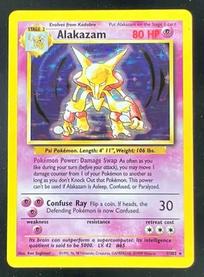1999 Pokemon Set Unlimited #1/102 Alakazam Rare Holo - Image 1 of 2