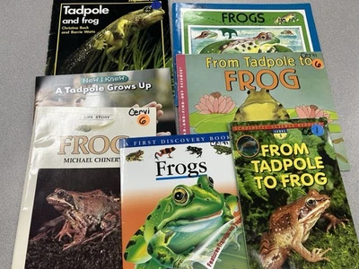 Kids Books Lot About Frogs And Tadpoles Life Cycle Homeschool Classroom Library - Image 1 of 4