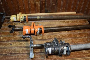 PONY 3/4" PIPE CLAMP 3PC LOT 19" 22" 30" WOODWORKING SHOP TOOL GLUE UP TOOLS - Picture 1 of 12