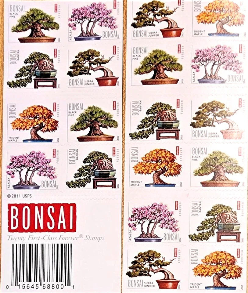 Bonsai Plants BOOKLET PANE 20 U.S. Forever Stamps Mint -- SCOTT# 4618-22 - Image 1 of 1