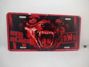 1998 WCW New World Order Red & Black Wolf Metal Automobile Vehicle Plate - Picture 1 of 2