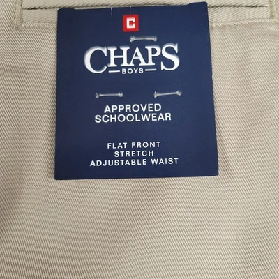 Pantalón Chaps Chicos 16 Frente Plano Elastizado Caqui Aprobado Ropa Escolar Cintura Ajustable Foto 1 de 4