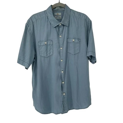 Tommy Bahama Blue Chambray Short Sleeve Button Down Shirt Large - Image 1 of 4