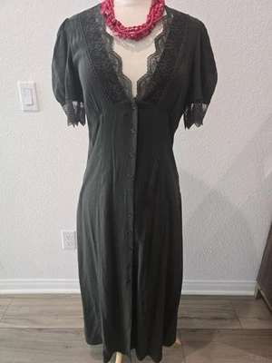 Zara Women Green Lace Midi Dress Small - Image 1 of 4