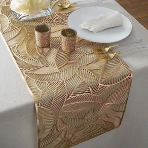 PVC Golden Dining Coffee Center Table Runner for Table 4/6 Seater Heat Resistant - Picture 1 of 6