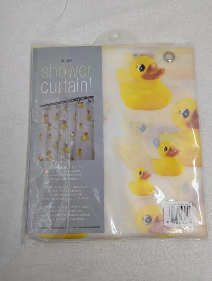 Cortina de ducha vinilo InterDesign Rubber Ducky 72" x 72" 100% EVA, nueva en paquete Foto 1 de 3