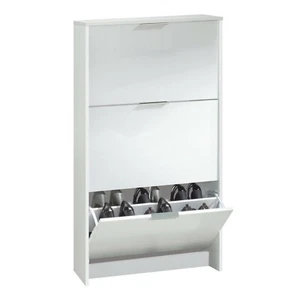 Zapatero con 3 puertas abatibles, 18 pares aprox., Blanco Brillo - Imagen 1 de 3