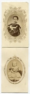 YOUNG GIRLS, OVAL ALBUMEN ON ORNATE MOUNT. CDV 2 SET. 1 W/TAX STAMP. - Bild 1 von 2