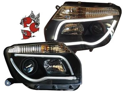 SCHEINWERFER DACIA DUSTER 2010+ SCHWARZ LIGHTBAR TAGFAHRLICHT-OPTIK LINKS RECHTS - Bild 1 von 3