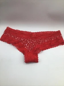 Victoria's Secret Red Lace Trim Valentines Hearts Cheeky Panties Sz. M NWT - Picture 1 of 13
