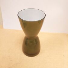 Vintage Vase Hand made in Poland Gorgeous Art Glass Hourglass Green Rare Beauty