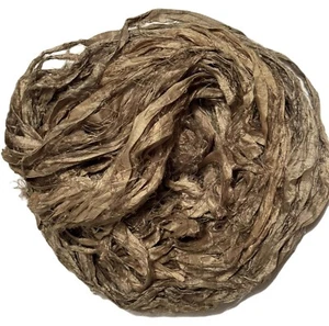 100g Sari Silk Ribbon yarn Khaki - Picture 1 of 3