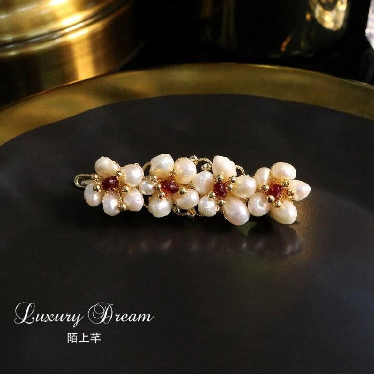 AAA красивый реальный натуральный Akoya белый барокко жемчуг заколка для волос 14K золото - Изображение 1 из 4