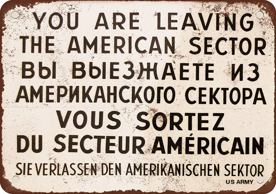 1962 Checkpoint Charlie Берлинская стена - винтажный вид репродукция алюминиевый знак - Изображение 1 из 1