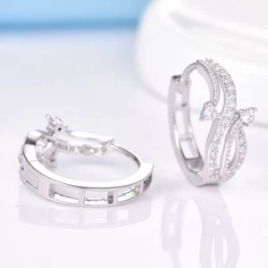 Damenan Ohrringe afgefallene vergoldete weiß gold 18K 750er  + Swarovski Topas - Bild 1 von 2