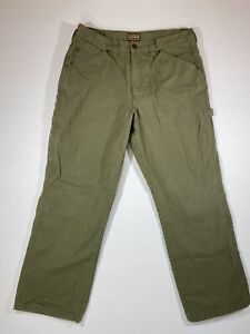 C.E. Schmidt Workwear Men 34x30 Green Canvas Flannel Lined Carpenter Pant