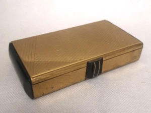 Tolle und untypische alte Schminkbox aus vergoldetem Metall - Bild 1 von 9